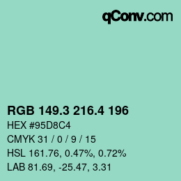カラーコード: RGB 149.3 216.4 196 | qconv.com