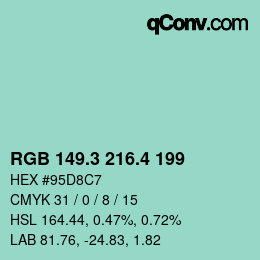 カラーコード: RGB 149.3 216.4 199 | qconv.com