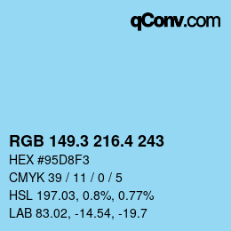カラーコード: RGB 149.3 216.4 243 | qconv.com
