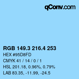 カラーコード: RGB 149.3 216.4 253 | qconv.com