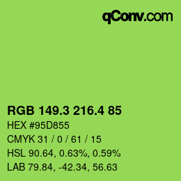 カラーコード: RGB 149.3 216.4 85 | qconv.com