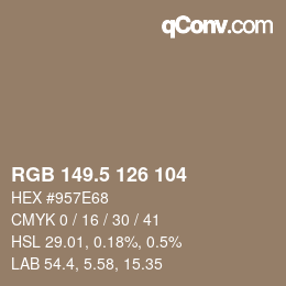 Color code: RGB 149.5 126 104 | qconv.com