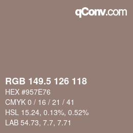 Color code: RGB 149.5 126 118 | qconv.com