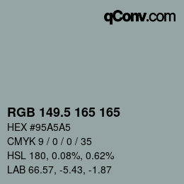 Color code: RGB 149.5 165 165 | qconv.com