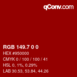 カラーコード: RGB 149.7 0 0 | qconv.com