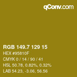 カラーコード: RGB 149.7 129 15 | qconv.com