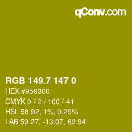 カラーコード: RGB 149.7 147 0 | qconv.com