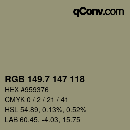 カラーコード: RGB 149.7 147 118 | qconv.com
