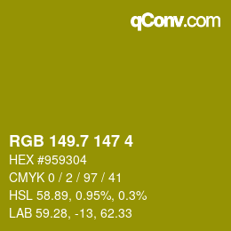 カラーコード: RGB 149.7 147 4 | qconv.com