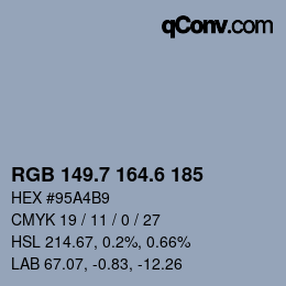 カラーコード: RGB 149.7 164.6 185 | qconv.com