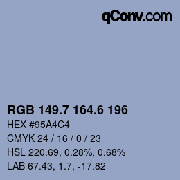 カラーコード: RGB 149.7 164.6 196 | qconv.com