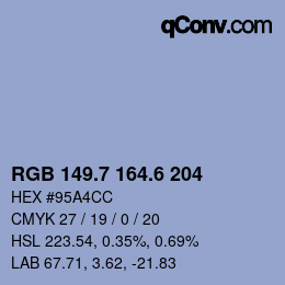 カラーコード: RGB 149.7 164.6 204 | qconv.com