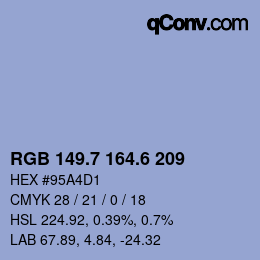 カラーコード: RGB 149.7 164.6 209 | qconv.com