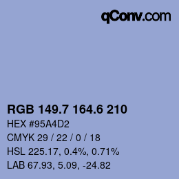 カラーコード: RGB 149.7 164.6 210 | qconv.com