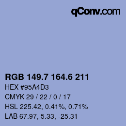 カラーコード: RGB 149.7 164.6 211 | qconv.com
