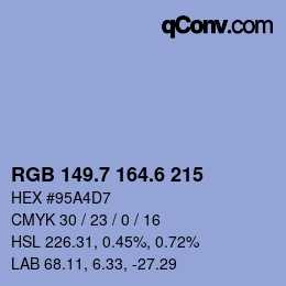 カラーコード: RGB 149.7 164.6 215 | qconv.com