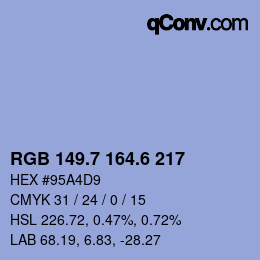 カラーコード: RGB 149.7 164.6 217 | qconv.com