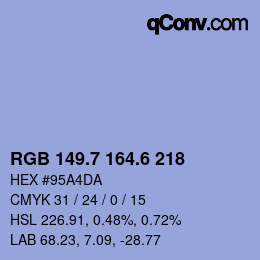 カラーコード: RGB 149.7 164.6 218 | qconv.com