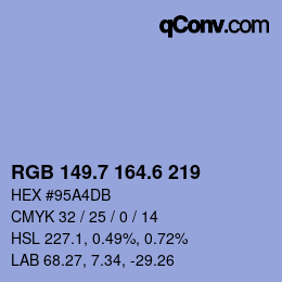 カラーコード: RGB 149.7 164.6 219 | qconv.com