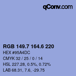 カラーコード: RGB 149.7 164.6 220 | qconv.com
