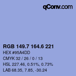 カラーコード: RGB 149.7 164.6 221 | qconv.com