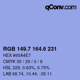 カラーコード: RGB 149.7 164.6 231 | qconv.com
