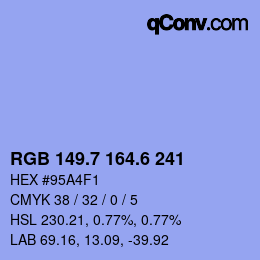 カラーコード: RGB 149.7 164.6 241 | qconv.com