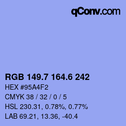カラーコード: RGB 149.7 164.6 242 | qconv.com