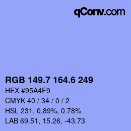 カラーコード: RGB 149.7 164.6 249 | qconv.com