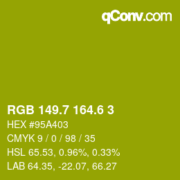 カラーコード: RGB 149.7 164.6 3 | qconv.com