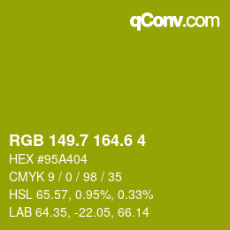 カラーコード: RGB 149.7 164.6 4 | qconv.com