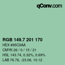 カラーコード: RGB 149.7 201 170 | qconv.com