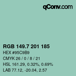 カラーコード: RGB 149.7 201 185 | qconv.com