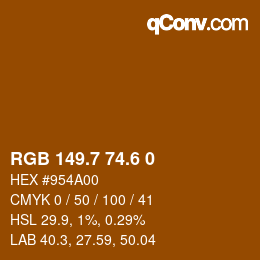 カラーコード: RGB 149.7 74.6 0 | qconv.com