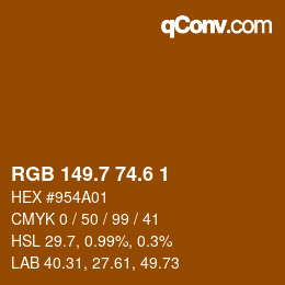 カラーコード: RGB 149.7 74.6 1 | qconv.com