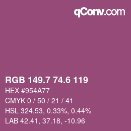 カラーコード: RGB 149.7 74.6 119 | qconv.com