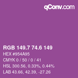 カラーコード: RGB 149.7 74.6 149 | qconv.com