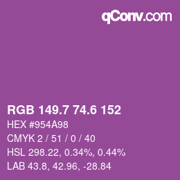 カラーコード: RGB 149.7 74.6 152 | qconv.com