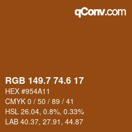 カラーコード: RGB 149.7 74.6 17 | qconv.com