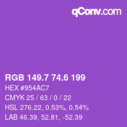 カラーコード: RGB 149.7 74.6 199 | qconv.com