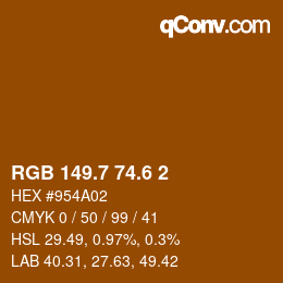 カラーコード: RGB 149.7 74.6 2 | qconv.com