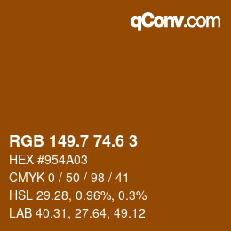 カラーコード: RGB 149.7 74.6 3 | qconv.com