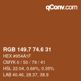 カラーコード: RGB 149.7 74.6 31 | qconv.com