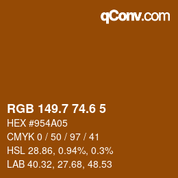 カラーコード: RGB 149.7 74.6 5 | qconv.com