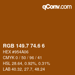 カラーコード: RGB 149.7 74.6 6 | qconv.com