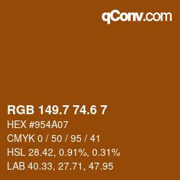 カラーコード: RGB 149.7 74.6 7 | qconv.com