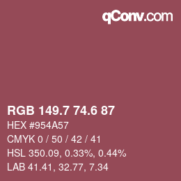 カラーコード: RGB 149.7 74.6 87 | qconv.com