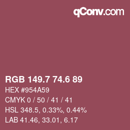 カラーコード: RGB 149.7 74.6 89 | qconv.com