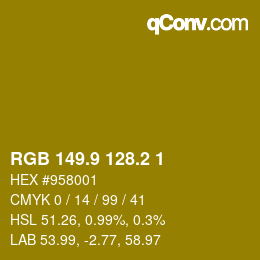 カラーコード: RGB 149.9 128.2 1 | qconv.com