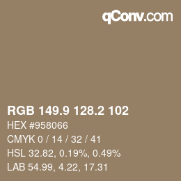 Color code: RGB 149.9 128.2 102 | qconv.com